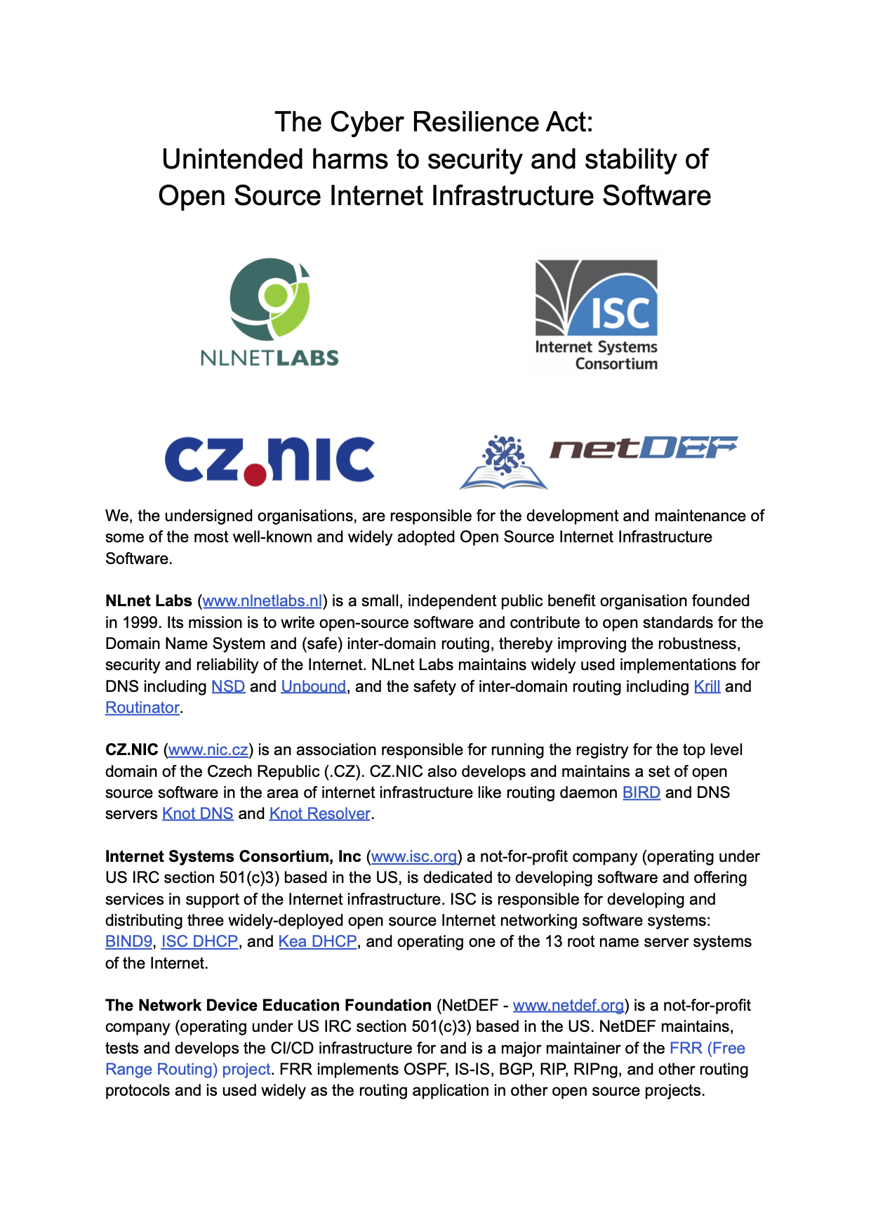 ISC Response to EU Cyber Resilience Act